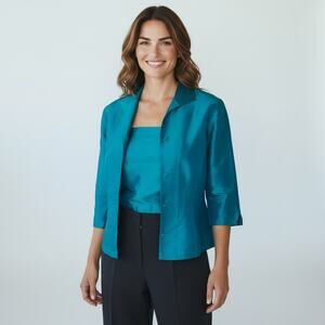 Connie Roberson Teal Green 2 Piece Blouse Set Top Size Small / P